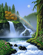 Waterfall Painting by Jerry LoFaro
