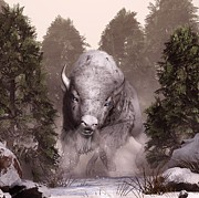 White Buffalo Digital Art by Daniel Eskridge