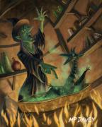 Wicked Witch Casting Spell Painting by Martin Davey