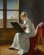 Young Woman Drawing Painting by MotionAge Designs
