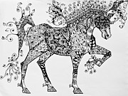 Zentangle Circus Horse Drawing by Jani Freimann