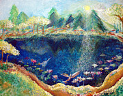 Lotus Lake #1 Painting by Ashleigh Dyan Bayer Lotus Lake #1 Painting by Ashleigh Dyan Bayer