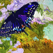 Abstract Butterfly Painting Black Swallowtail Painting by Ginette Callaway