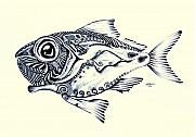Abstract RedFish in Ink Painting by J Vincent Scarpace