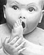 Baby Snack Time Drawing by Ana Tirolese