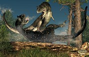 Carnotaurus Fight Digital Art by Daniel Eskridge
