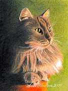 Cat Miniature Drawing by Ana Tirolese