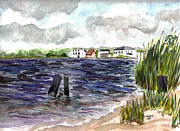 Cedar Beach Painting by Clara Sue Beym