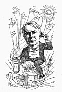 EDISON - TELEPHONE CARTOON, c1880 Photograph by Granger EDISON - TELEPHONE CARTOON, c1880 Photograph by Granger