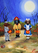 Happy Halloweenies Fireman Alice Prisoner Painting by Stella Violano