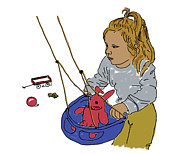 Harper Playing Drawing by Daniel Reed