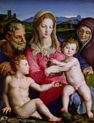 Holy Family with St Anne and the infant St John the Baptist Painting by Agnolo Bronzino