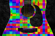 Hour Glass Guitar Random Rainbow Squares Photograph by Andee Design