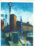 La vecchia biblioteca Cervia R 1999 Pastel by Suzanne Giuriati Cerny