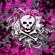 Pink Skull Splatter Digital Art by Roseanne Jones