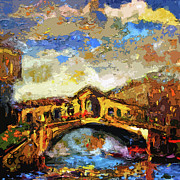 Rialto Bridge Venice Abstract Decorative Art Painting by Ginette Callaway