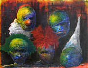 Saddened Harlequins Painting by Teddy Campagna