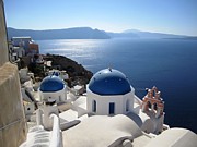 Santorini Blue Domes Greek Isle Greece Photograph by John Shiron