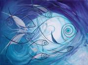 Seven Ichthus and a Heart Painting by J Vincent Scarpace