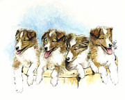 Sheltie Pups Painting by Patrice Clarkson