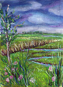 Stormy wetlands Painting by Clara Sue Beym