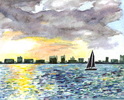 Sunset sail Painting by Clara Sue Beym