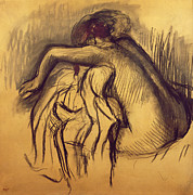 Woman Drying Drawing by Edgar Degas