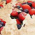  Abstract World Map - Berries And Cream - Tan Photograph by Andee Design