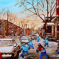 Hockey Art- Verdun Street Scene - Paintings Of Montreal by Carole Spandau Hockey Art- Verdun Street Scene - Paintings Of Montreal by Carole Spandau