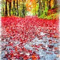 Nature's Red Carpet Watercolor by Edward Fielding Nature's Red Carpet Watercolor by Edward Fielding