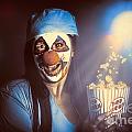 Scary Clown Watching Horror Movie In Theater Art Print by Jorgo