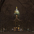 Notre Dame Golden Dome Snow by John Stephens Notre Dame Golden Dome Snow by John Stephens