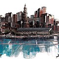 Boston Skyline Painting by Diane Strain Boston Skyline Painting by Diane Strain