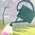 A Watering Can Above Pink Roses