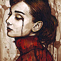 Audrey Hepburn - Quiet Sadness Painting by Olga Shvartsur Audrey Hepburn - Quiet Sadness Painting by Olga Shvartsur