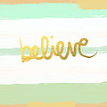 Believe in Mint and Gold Painting by Linda Woods Believe in Mint and Gold Painting by Linda Woods