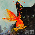 Black Cat and the Goldfish Painting by Paul Lovering Black Cat and the Goldfish Painting by Paul Lovering