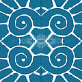 Blue and White Wave Tile- abstract art Painting by Linda Woods Blue and White Wave Tile- abstract art Painting by Linda Woods