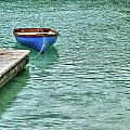 Blue Boat Off Dock Digital Art by Michael Thomas Blue Boat Off Dock Digital Art by Michael Thomas
