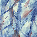 Blue White and Coral Abstract Panoramic Painting Painting by Beverly Brown PRints