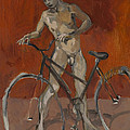 Boy with bicycle red oxide Painting by Peregrine Roskilly Boy with bicycle red oxide Painting by Peregrine Roskilly