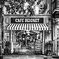 Cafe Beignet Morning Nola - Bw by Kathleen K Parker Cafe Beignet Morning Nola - Bw by Kathleen K Parker