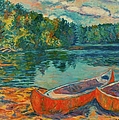 Canoes at Mountain Lake by Kendall Kessler Canoes at Mountain Lake by Kendall Kessler