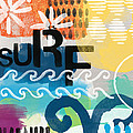 Carousel #7 SURF - contemporary abstract art Painting by Linda Woods Carousel #7 SURF - contemporary abstract art Painting by Linda Woods