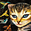 Cat with Hummingbirds Painting by Shijun Munns Cat with Hummingbirds Painting by Shijun Munns