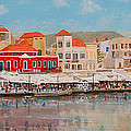 Chania Harbour East 2014 Painting by David Capon