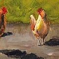Chicken Shadows Painting by Cari Humphry