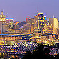 Cincinnati Skyline at Dusk Sunset Color Panorama Ohio by Jon Holiday Cincinnati Skyline at Dusk Sunset Color Panorama Ohio by Jon Holiday