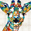 Colorful Giraffe Art - Curious - By Sharon Cummings Painting by Sharon Cummings Colorful Giraffe Art - Curious - By Sharon Cummings Painting by Sharon Cummings
