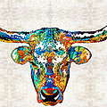 Colorful Longhorn Art By Sharon Cummings Painting by Sharon Cummings